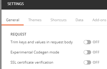 Postman Settings
